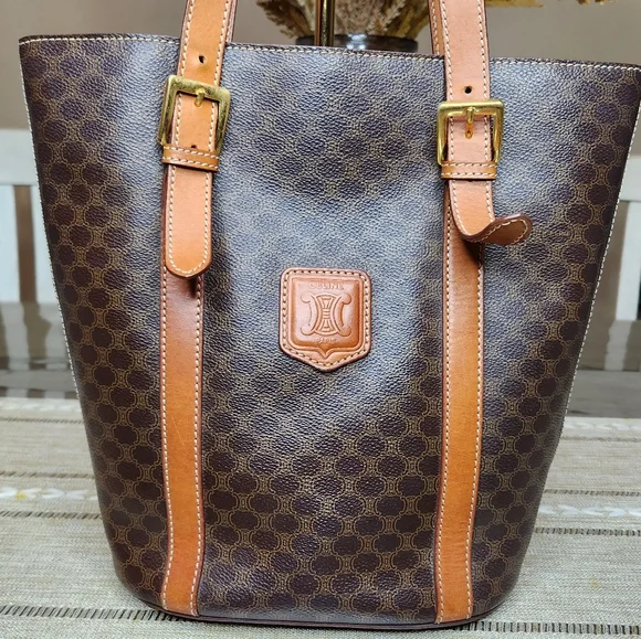 Céline CELINE vintage Macadam bucket bag Triomphe logo Brown - Picture 2 of 9